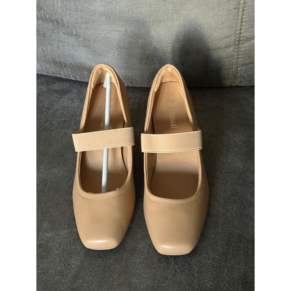 Benassal Womens Square Toe Mary Janes High Heels Dress Shoes - 8.5 Beige Tan New - Picture 10 of 17